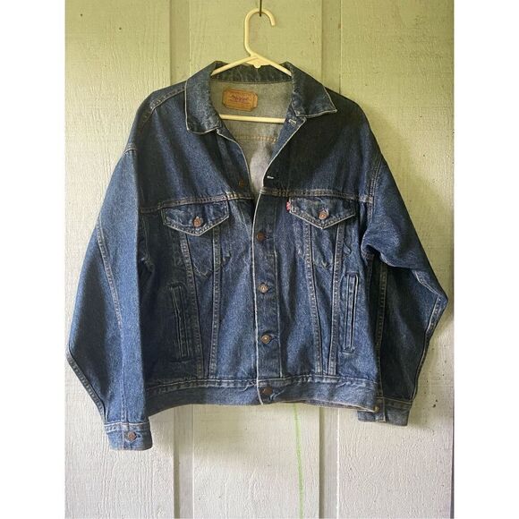 Vintage Levi’s Dark Denim Trucker M Jean Jacket 80’s Made in USA - Picture 1 of 9